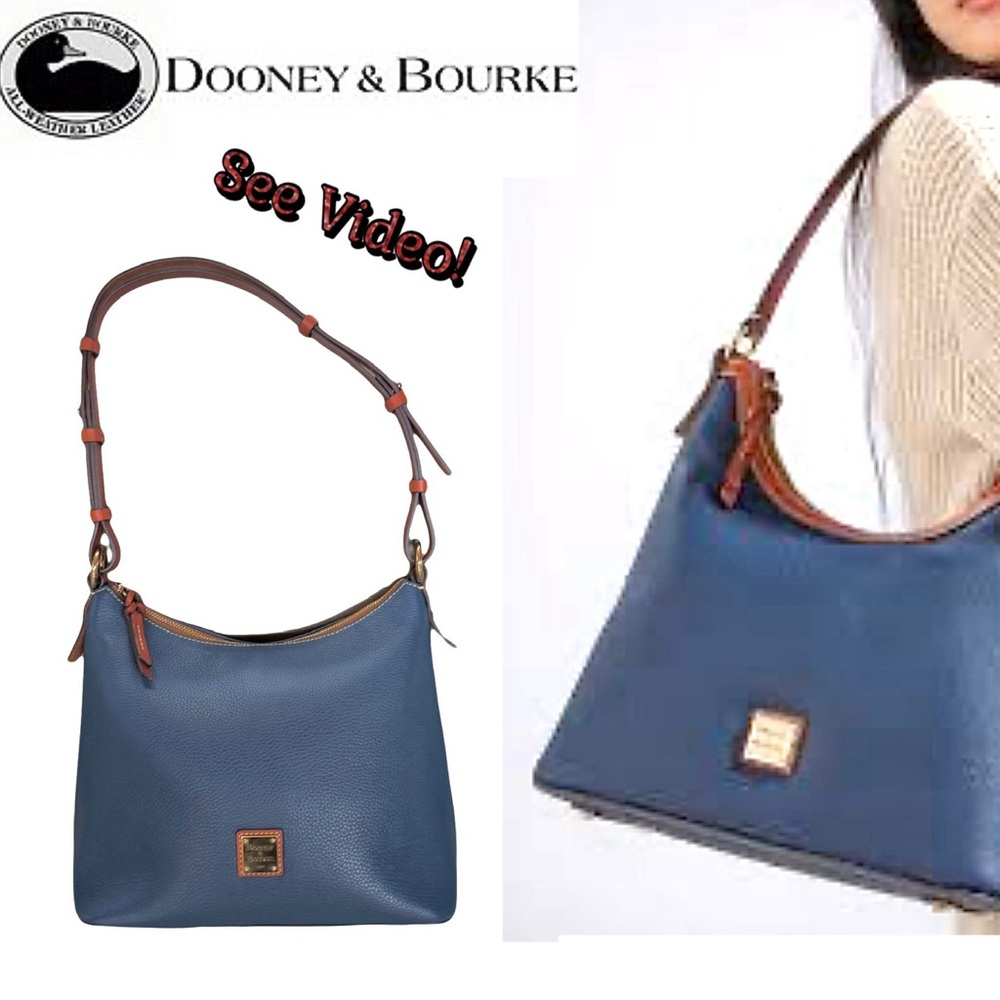 Dooney & Bourke Pebble Grain Leather Hobo in Denim Blue EUC